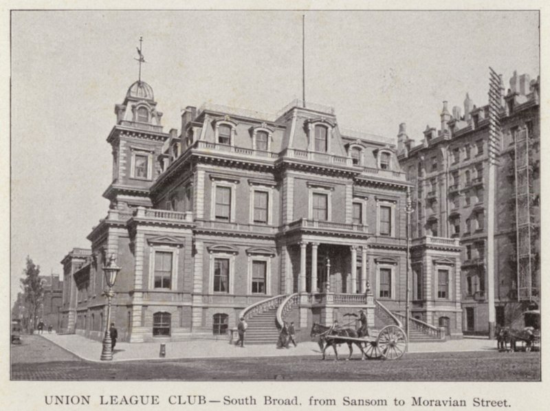 Philadelphia: Union League Club, South Broad, fra Sansom til Moravian Street (s/hv-bilde) av American Photographer (after)