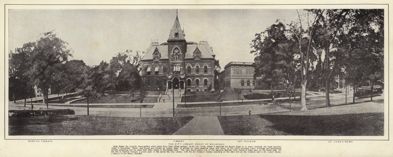 Springfield, Massachusetts: The City Library Group of Buildings (s/hvitt-bilde) av American Photographer (after)
