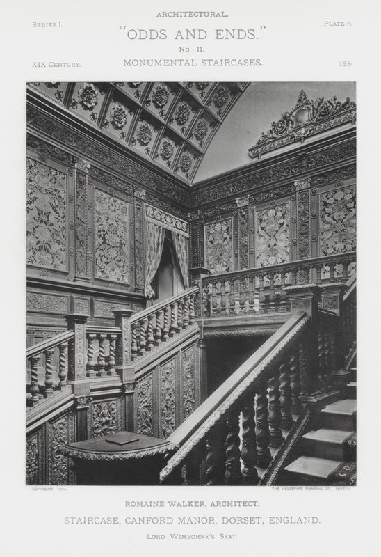 Staircase, Canford Manor, Dorset, England (s/hvitt-bilde) av American Photographer (after)