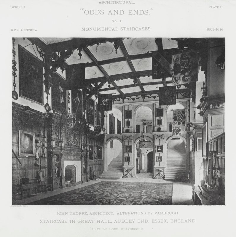 Trapp i Great Hall, Audley End, Essex, England (s/hvitt bilde) av American Photographer (after)