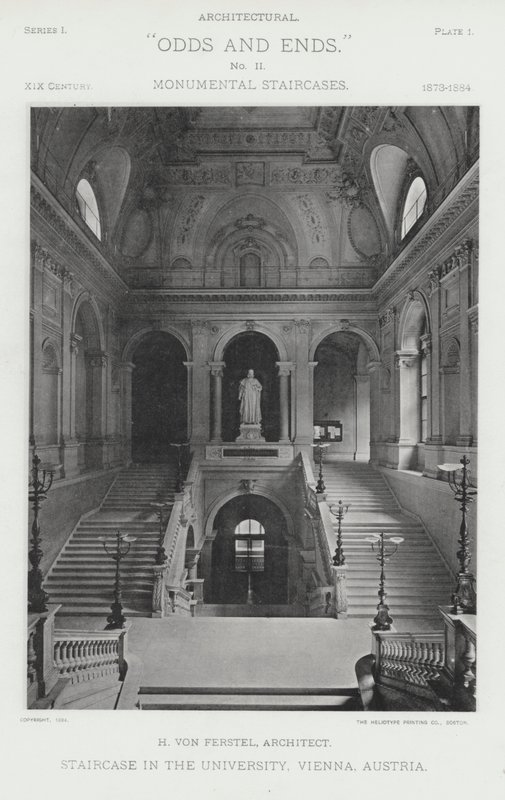 Trapp i universitetet, Wien, Østerrike (s/hvitt bilde) av American Photographer (after)