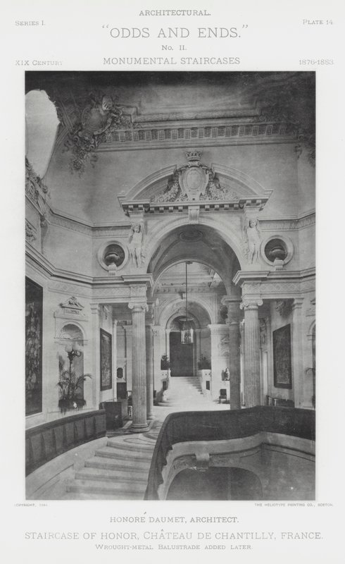 Staircase of Honor, Chateau De Chantilly, Frankrike (s/hv-bilde) av American Photographer (after)