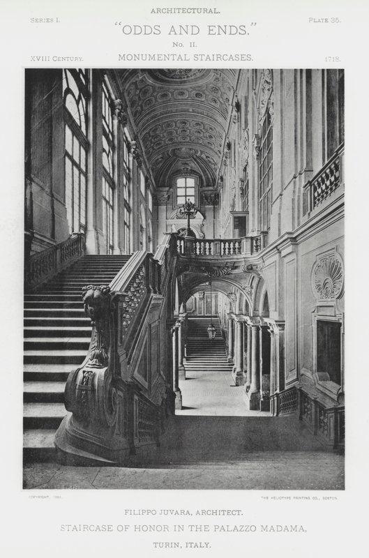 Ærestrapp i Palazzo Madama, Torino, Italia (s/hvitt-bilde) av American Photographer (after)