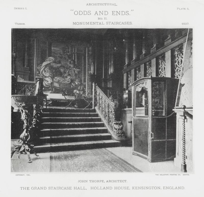 The Grand Staircase Hall, Holland House, Kensington, England (s/hv-bilde) av American Photographer (after)