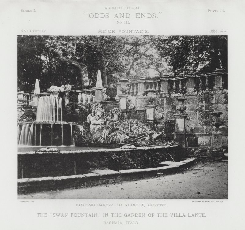 "Svanefontenen," i hagen til Villa Lante, Bagnaia, Italia (s/hvitt-bilde) av American Photographer (after)