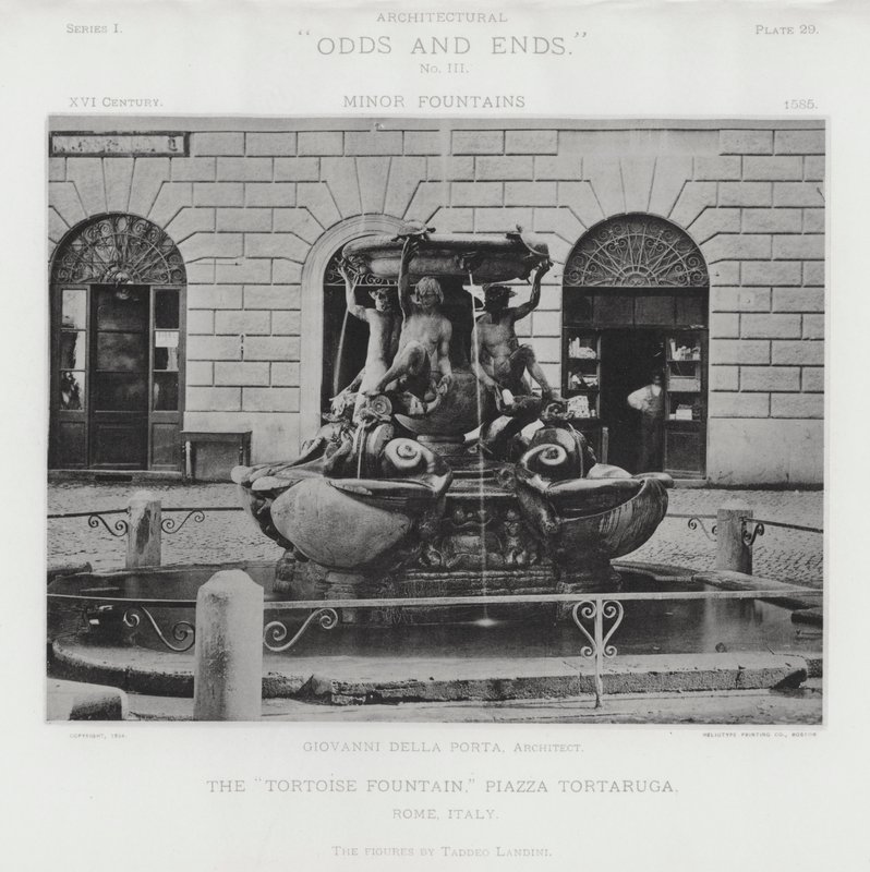 "Skildpaddefontenen," Piazza Tortaruga, Roma, Italia (s/hvitt-bilde) av American Photographer (after)