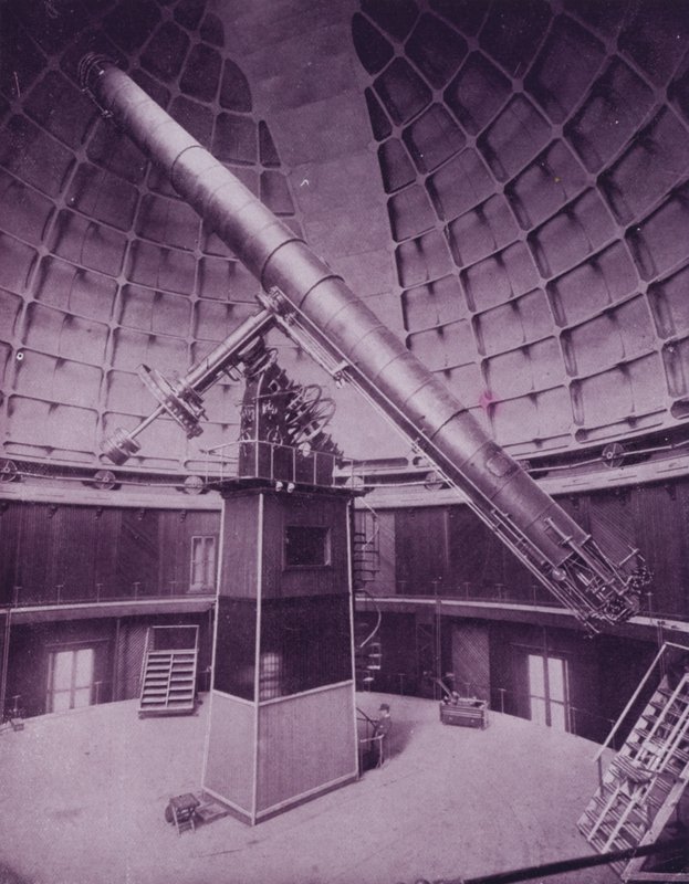 Det store teleskopet, i Lick Observatory (s/hvitt-bilde) av American Photographer (after)