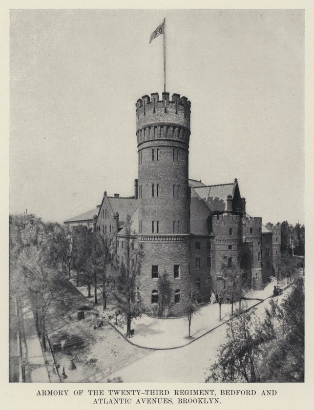 Armory of the Twenty-Third Regiment, Bedford and Atlantic Avenues, Brooklyn (s/hv-bilde) av American Photographer