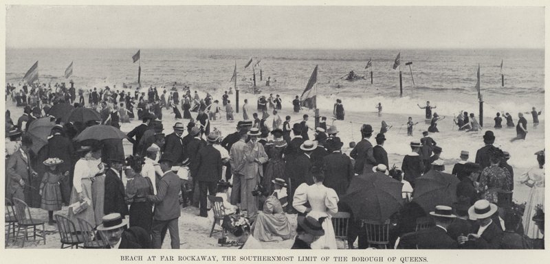 Stranden ved Far Rockaway, den sørligste grensen til bydelen Queens (s/hvitt bilde) av American Photographer