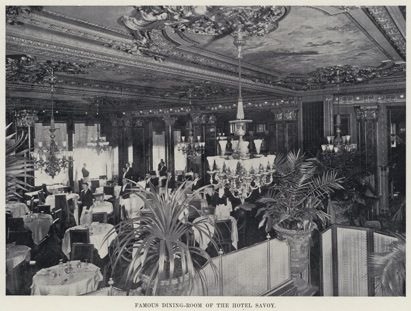Berømt spisestue på Hotel Savoy (s/hvitt bilde) av American Photographer