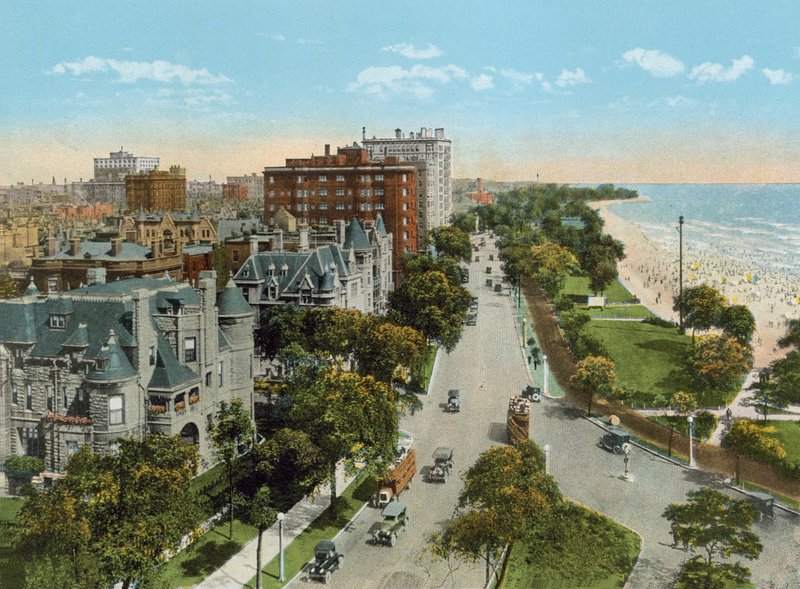 Lake Shore Drive, nord fra Drake Hotel (farget bilde) av American Photographer