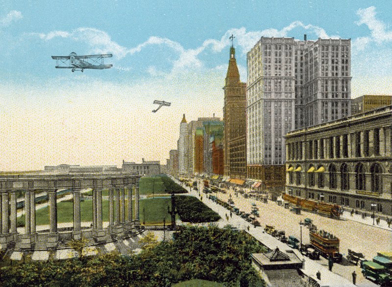 Michigan Boulevard og Grant Park, ser sørover (farget bilde) av American Photographer