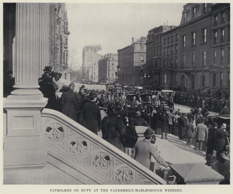 Patruljemenn på vakt ved Vanderbilt-Marlborough-bryllupet (s/hvitt-bilde) av American Photographer