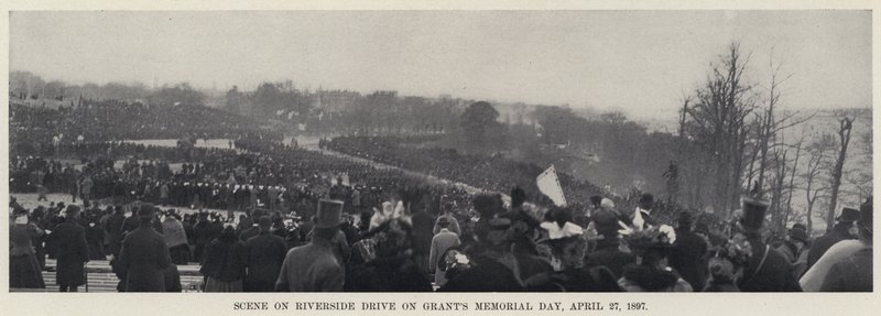 Scene på Riverside Drive på Grants minnedag, 27. april 1897 (s/hvitt-bilde) av American Photographer