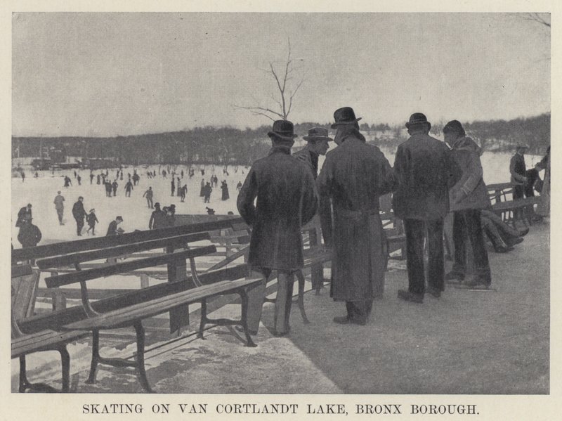 Skating på Van Cortlandt Lake, Bronx Borough (s/hvitt bilde) av American Photographer