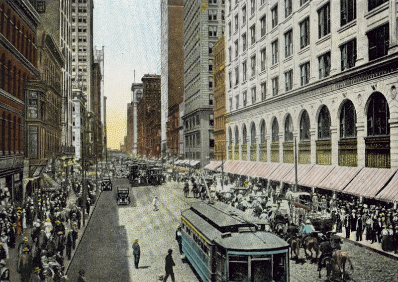State Street, ser nordover fra Van Buren Street (farget bilde) av American Photographer