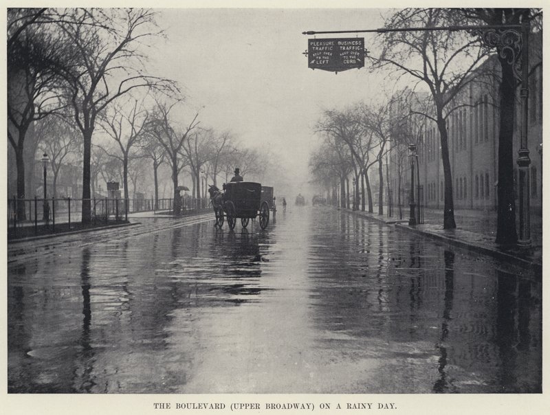 The Boulevard (Upper Broadway) på en regnværsdag (s/hv-bilde) av American Photographer