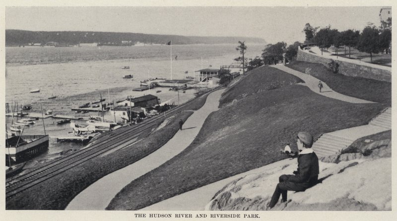 Hudson River og Riverside Park (s/hvitt bilde) av American Photographer