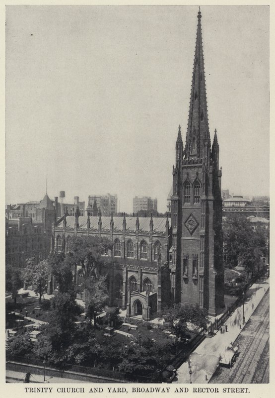 Trinity Church and Yard, Broadway og Rector Street (s/hv-bilde) av American Photographer