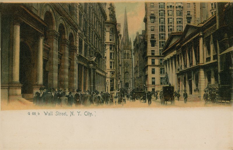 Wall Street, New York City. Postkort sendt i 1913. av American Photographer