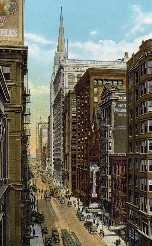 Washington Street, ser østover fra Wells Street (farget bilde) av American Photographer