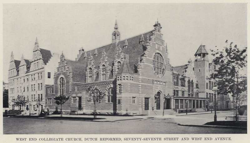 West End Collegiate Church, Dutch Reformed, Seventy-Seventh Street og West End Avenue (s/hv-bilde) av American Photographer