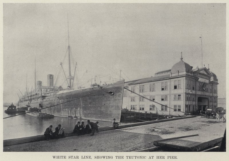 White Star Line, som viser germanen ved bryggen hennes (s/hv-bilde) av American Photographer