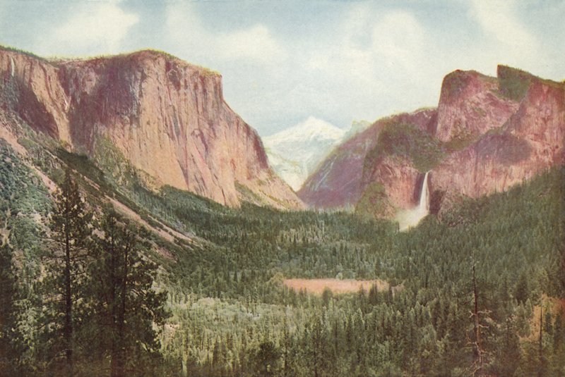 Yosemite Valley, California, generell utsikt fra Artists Point (farget bilde) av American Photographer