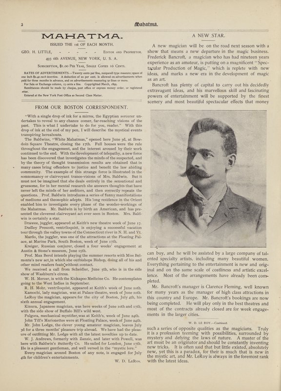 En ny stjerne, Frederick Bancroft av American School