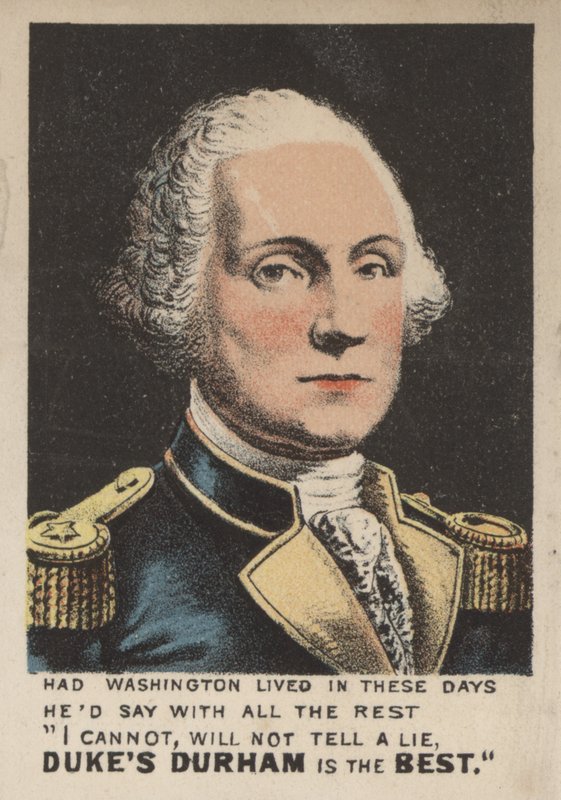 Annonse for Duke of Durham tobakk (farge litho) av American School