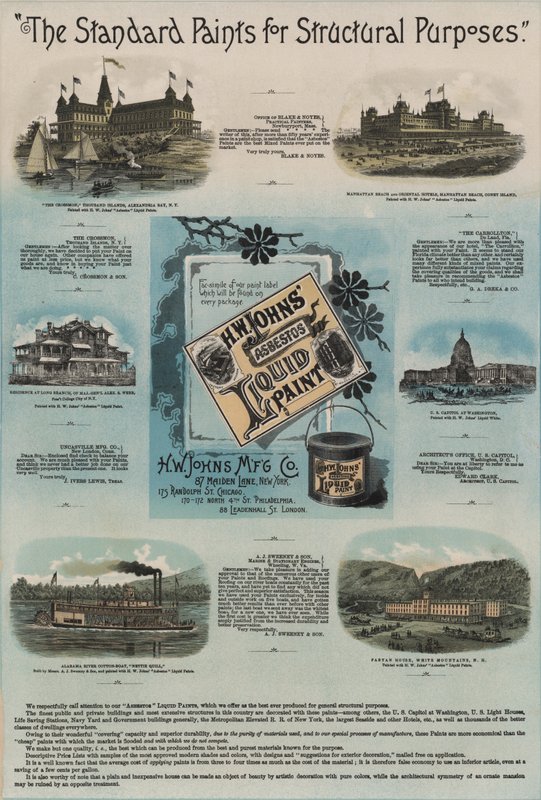 Annonse for H W Johns flytende asbestmaling av American School