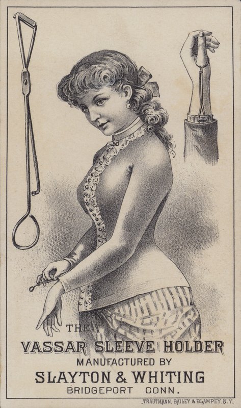 Annonse for Vassar-hylseholderen, produsert av Slayton & Whiting, Bridgeport, Connecticut, USA (farge litho) av American School
