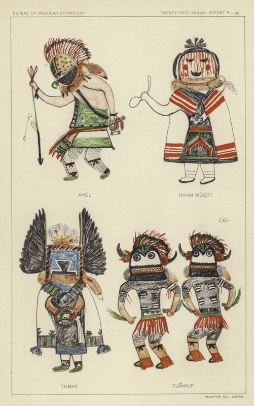 Ahul, Hahai Wuqti, Thomas, Tunwup (farge litho) av American School