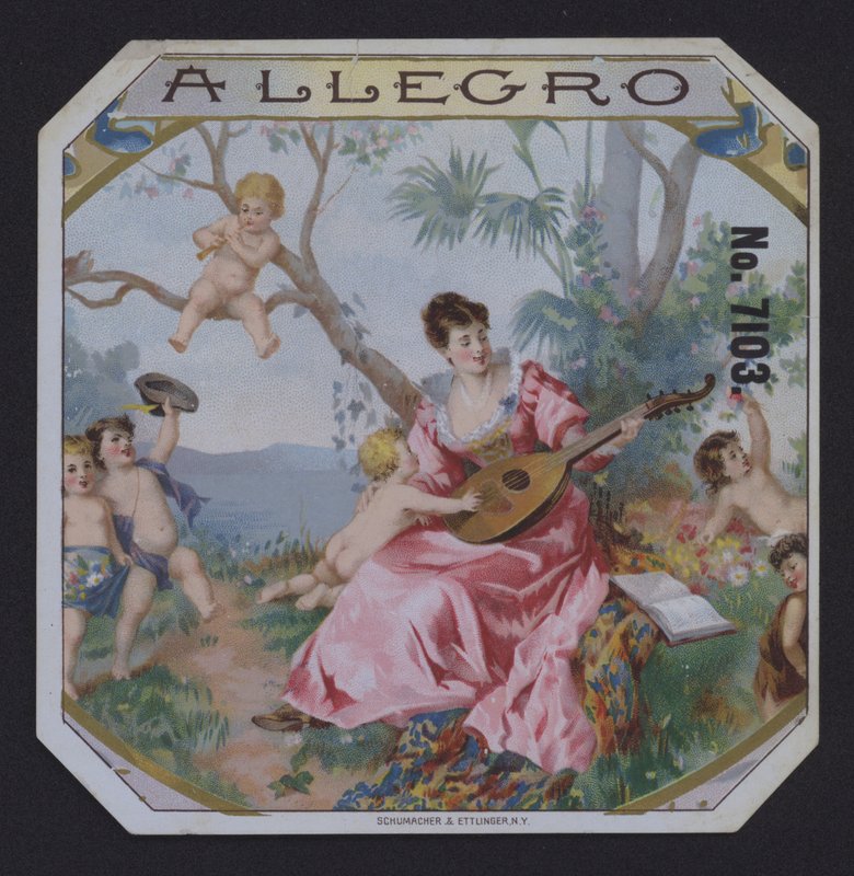 Allegro, sigaretikett (chromolitho) av American School