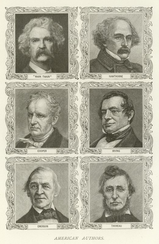 American Authors, Mark Twain, Hawthorne, Cooper, Irving, Emerson, Thoreau av American School