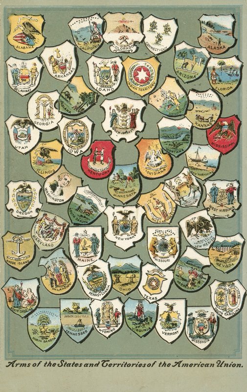 Arms of the states of USA (farge litho) av American School