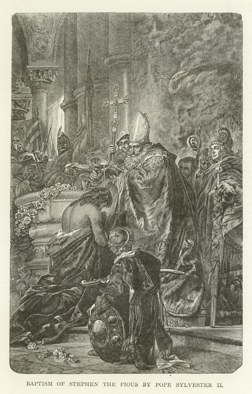 Dåp av Stefanus den fromme av pave Sylvester II av American School