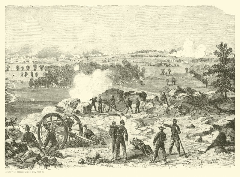 Slaget ved Gettysburg, Summit of Little Round Top, 2. juli, juli 1863 av American School