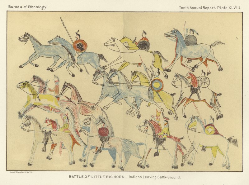 Slaget ved Little Big Horn - indianere forlater slagmarken av American School