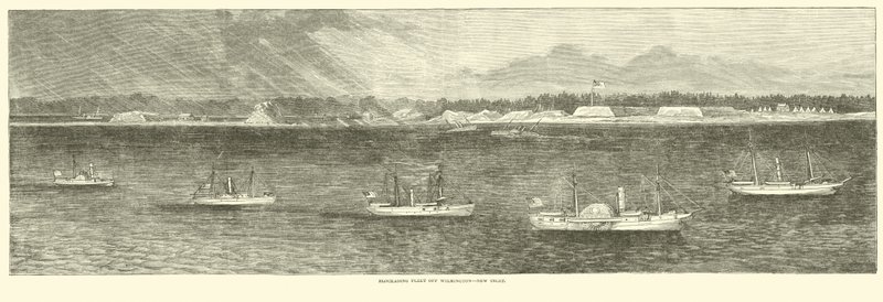 Blokkerende flåte utenfor Wilmington, New Inlet, oktober 1864 av American School