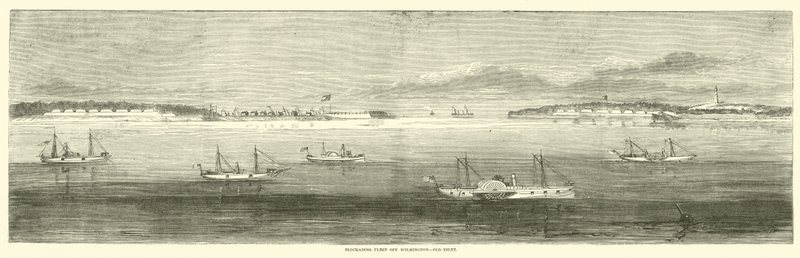 Blokkerende flåte utenfor Wilmington, Old Inlet, oktober 1864 av American School