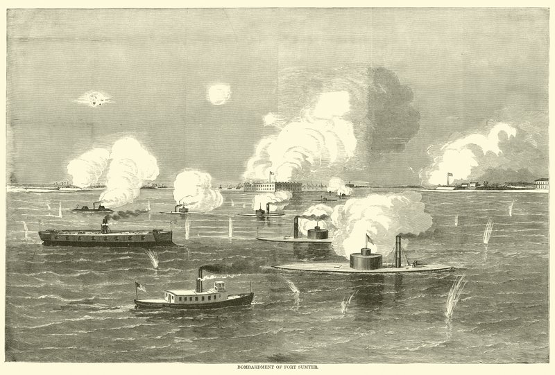 Bombardement av Fort Sumter, april 1863 av American School