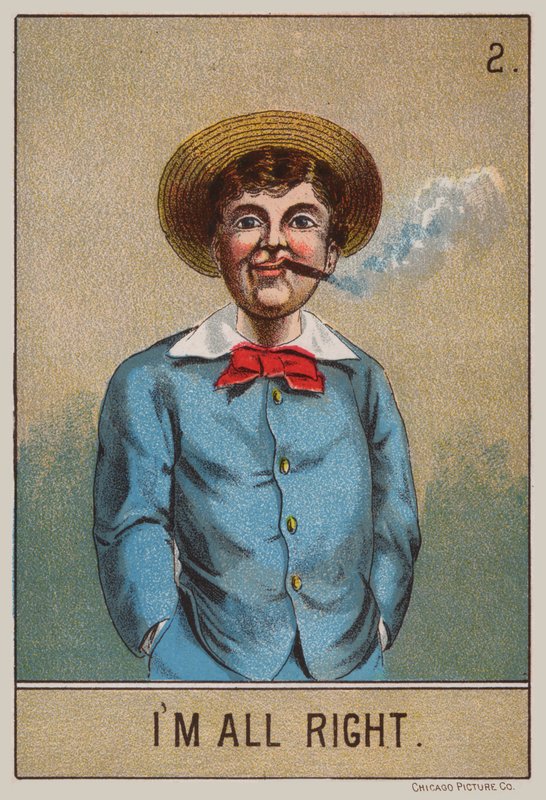 Gutt som røyker (farge litho) av American School