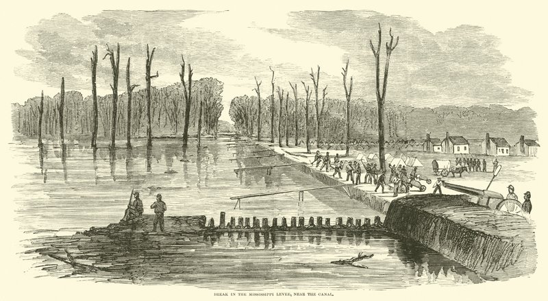Bryt i Mississippi Levee, nær kanalen, mars 1863 av American School