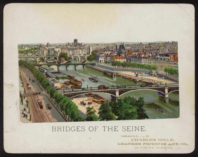 Broer over elven Seinen, Paris, Frankrike (chromolitho) av American School