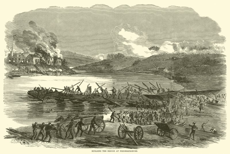 Bygging av broen i Fredericksburg, desember 1862 av American School