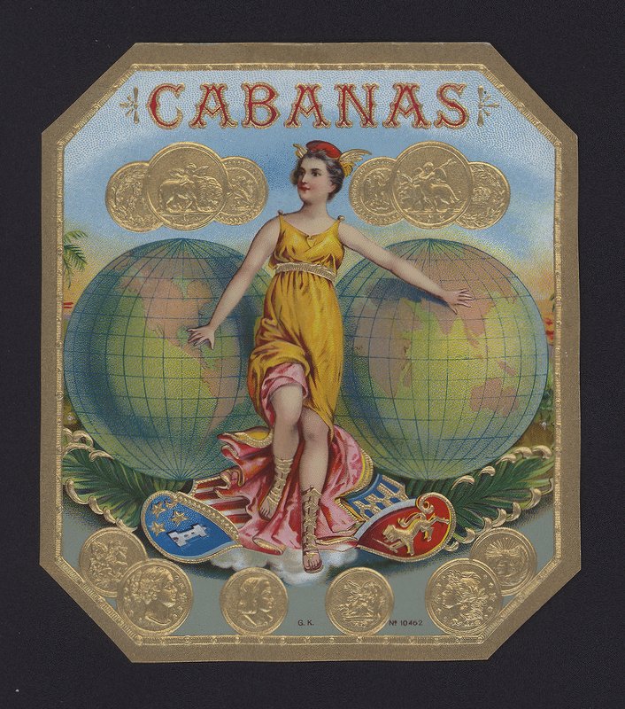 Cabanas, sigaretikett (chromolitho) av American School
