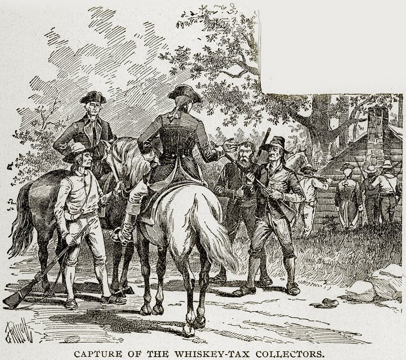 Capture of the Whisky-Tax Collors, illustrasjon fra Columbus og Columbia, ca. 1893 av American School