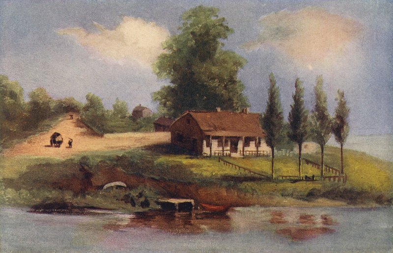 Chicago: The Old Kinzie House (farge litho) av American School