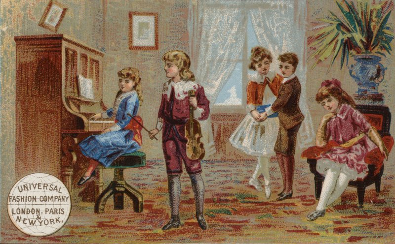 Barn som spiller musikkinstrumenter og danser av American School